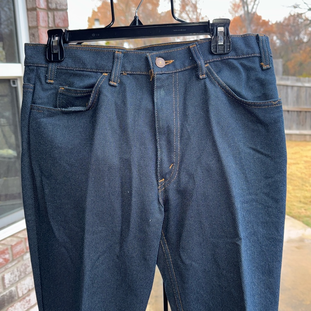 Vintage Levi’s Blue Knit Cowboy Western Pants 517 Polyester Dress As Is 33x29